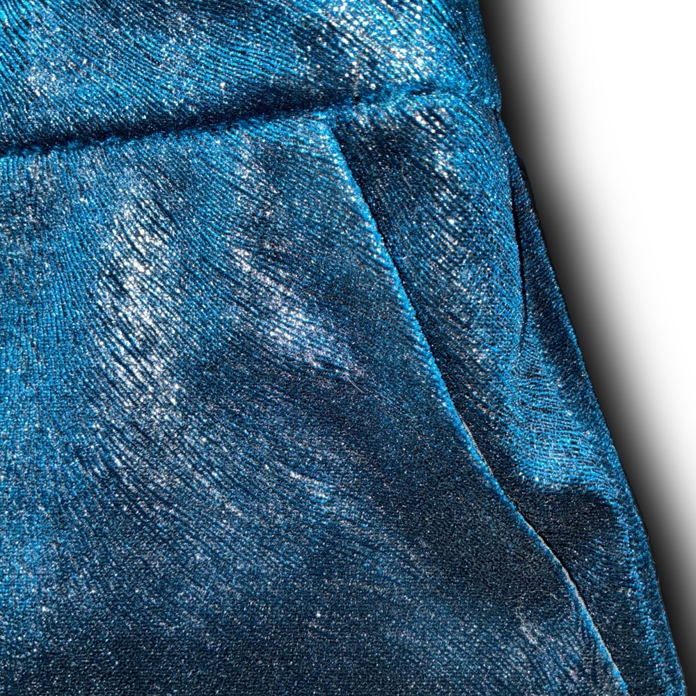 Topshop Metallic Blue Mini Skirt with Velvet Feel and Look - Picture 3 of 4